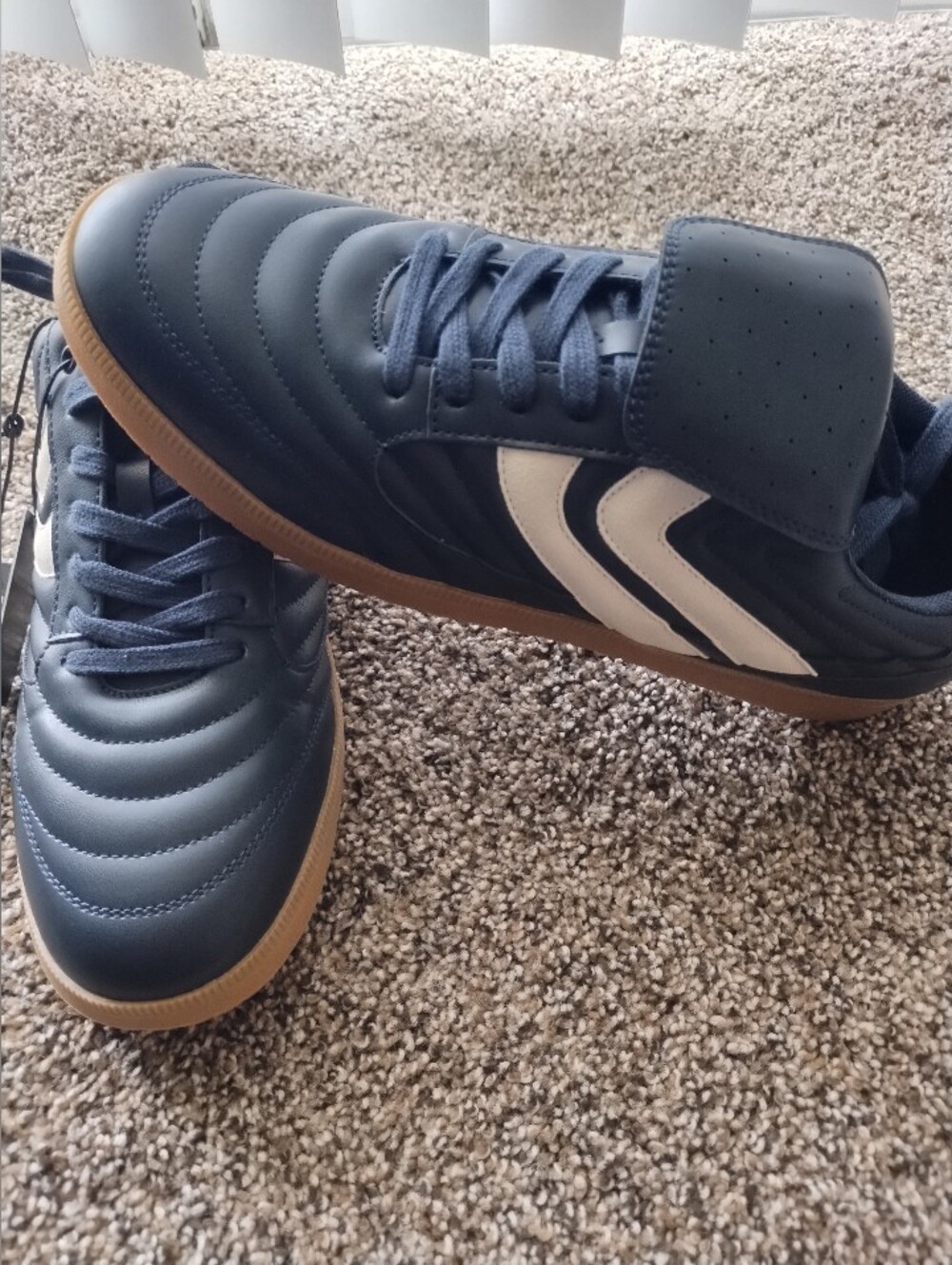 Men's Navy Athletic Indoor Shoes with Gum Sole